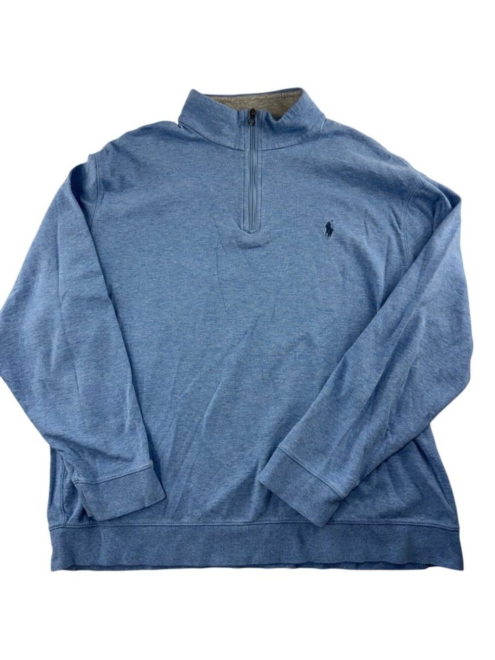 Polo Ralph Lauren Mens XXL Blue 1/4 Zip Pullover Soft Cotton Blend Pony Preppy